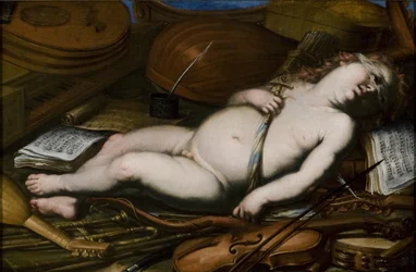 Cupido tra strumenti musicali, metà del XVII secolo
