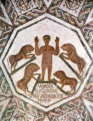 Daniele nella fossa dei leoni, mosaico romano da Bordj El Loudi, Tunisia, V secolo d.C.