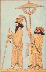 Dario I 548-486 a.C. re achemenide di Persia dal 521, con attendenti