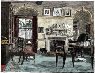 Studio di Darwin a Down House, la sua casa vicino a Beckenham, Kent, 1883