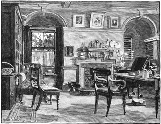 Lo studio di Darwin a Down House, la sua casa vicino a Beckenham, Kent, 1883