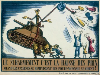 De Gaulle raffigurato come un guerrafondaio, 1950