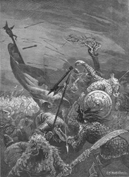 Morte del re Harold nella battaglia di Hastings, 1066