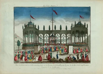 Decorazione e illuminazione della Bastiglia per la Festa della Federazione il 14 luglio 1790.