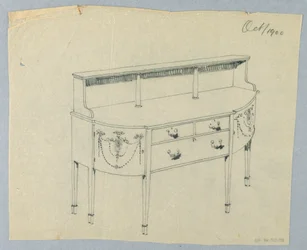 Design per credenza con ornamento neoclassico, ottobre 1900