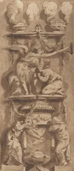 Progetto per un monumento funebre o epitaffio con figure in lutto, XVIII secolo