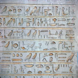 (dettaglio) di geroglifici egiziani da una stele sepolcrale