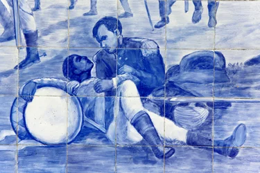 Dettaglio di un mosaico che raffigura la lotta del Brasile per l