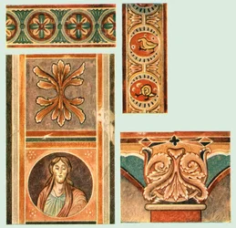 (dettaglio) Dipinti murali nella Chiesa di San Giorgio, Oberzell, Reichenau, Germania