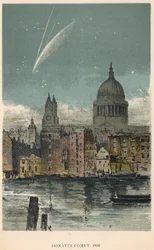 La cometa di Donati del 1858 vista sopra la Cattedrale di St Paul, Londra, 1884