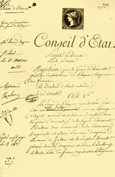 Bozza del decreto sulla forma e composizione del sigillo imperiale, 10 luglio 1804, 1921