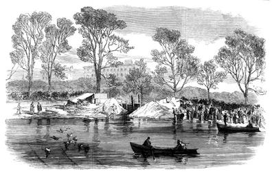 Drenaggio del fiume Serpentine, Hyde Park, Londra, 1869