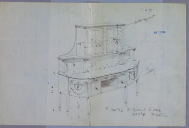 Disegno, Progetto per credenza con armadietto a vetri sopra