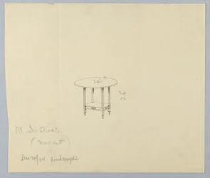 Disegno, Progetto per un Piccolo Tavolo Rotondo con Fregio Intagliato su Mensola