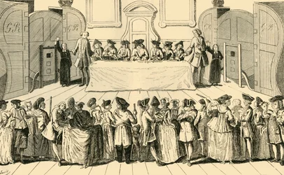 Estrazione della lotteria di stato alla Guildhall, 1751, c1872