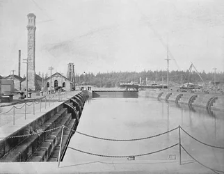 Bacino di carenaggio a Esquimalt, Columbia Britannica, c1897