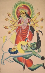 Durga uccide il demone Mahisha, 1800s
