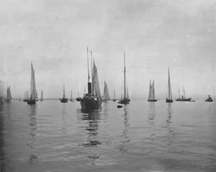 Mattina presto sulla baia di New York, USA, c1900