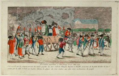 Effigie bruciata di Klinglin, Heymann e Bouille il 25 giugno 1791 a Strasburgo, 1791