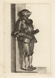 Elegante armatura scanalata portata da Lord Warwick dalla Germania