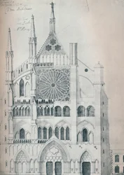 Elevazione del transetto nord, Abbazia di Westminster, mostrando il progetto di Wren per il restauro