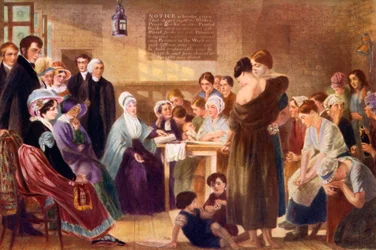 Elizabeth Fry 1780-1845 in visita alla prigione di Newgate, 1926