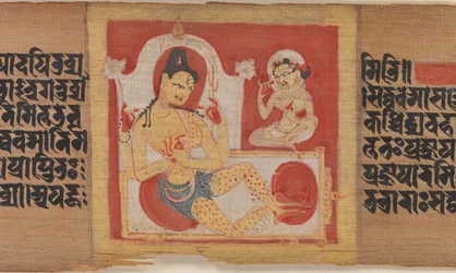 Bodhisattva a Quattro Braccia in Trono, Foglio da Pancavimsatisahasrika Prajnaparamita