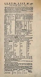 Facsimile della copia più antica esistente della Lloyds List, c. 1740s, 1928