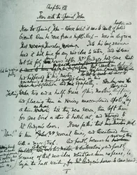 Pagina facsimile del manoscritto per La Casa di Campagna, di John Galsworthy, 1907