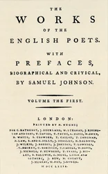 Facsimile della pagina del titolo della prima edizione di The Works of the English Poets, contenente Johnsons