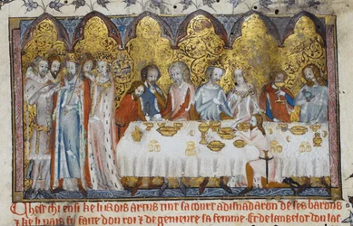 Banchetto alla Corte di Re Artù, XIII secolo