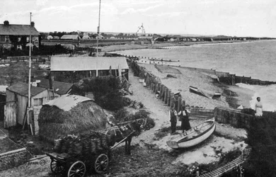 Spiaggia di Felpham, vicino a Bognor Regis, West Sussex, inizio XX secolo