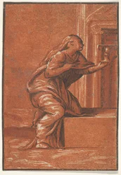 Personificazione femminile della Fede che si inginocchia sollevando un calice nella mano sinistra, ca. 1520-1560