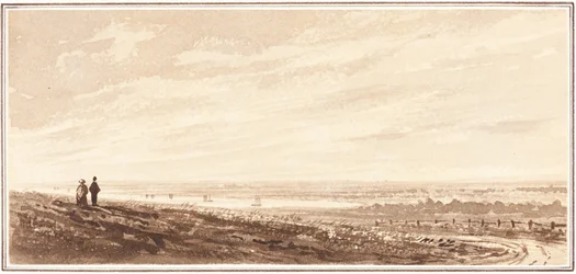 Figure che guardano una baia vicino alla foce del Paye, Lincolnshire