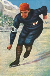 Pattinatore di velocità finlandese Clas Thunberg, 1928