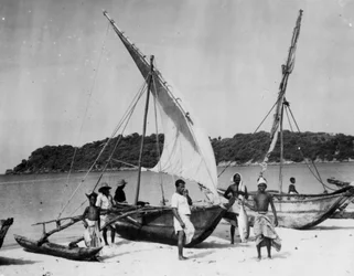 Barche da pesca, Trincomalee, Ceylon, 1945