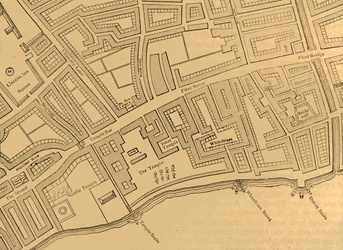 Fleet Street, The Temple, ecc., da una mappa di Londra, pubblicata 1720, 1897
