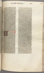 Fol. 184r, Esdra II, iniziale istoriata E, un prete che incensa un altare, c. 1275-1300