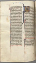 Fol. 214v, Salmo 1, iniziale istoriata 8, Davide che suona l