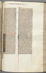 Fol. 364r, Aggeo, iniziale istoriata I, Aggeo con una pergamena su un ibrido, c. 1275-1300