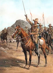 Form Up, No 2! Form Up!, lancieri britannici alla battaglia di Omdurman, Sudan, 1898