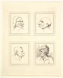 Quattro Teste da Caricature di Leonardo da Vinci, da Disegni di Wincelslaus Hollar