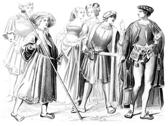 Nobili francesi e donne, un guardiano e un gentiluomo, 15° secolo 1849