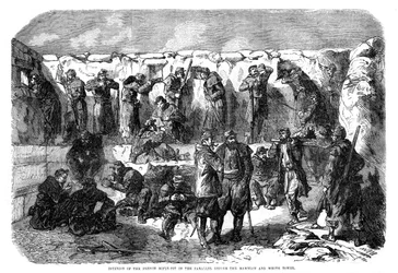 Fossa per fucilieri francese nella parallela davanti al mamelon e alla torre bianca, Sebastopoli, guerra di Crimea, 1855