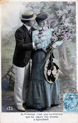 Cartolina romantica francese, c1900