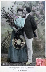 Cartolina romantica francese, c1900