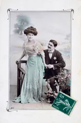 Cartolina romantica francese, c1900