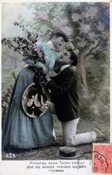 Cartolina romantica francese, c1900