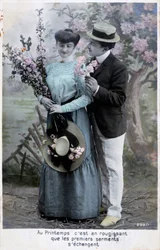 Cartolina romantica francese, c1900