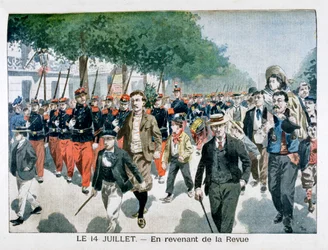 Soldati francesi che tornano dalla parata del 14 luglio, 1901